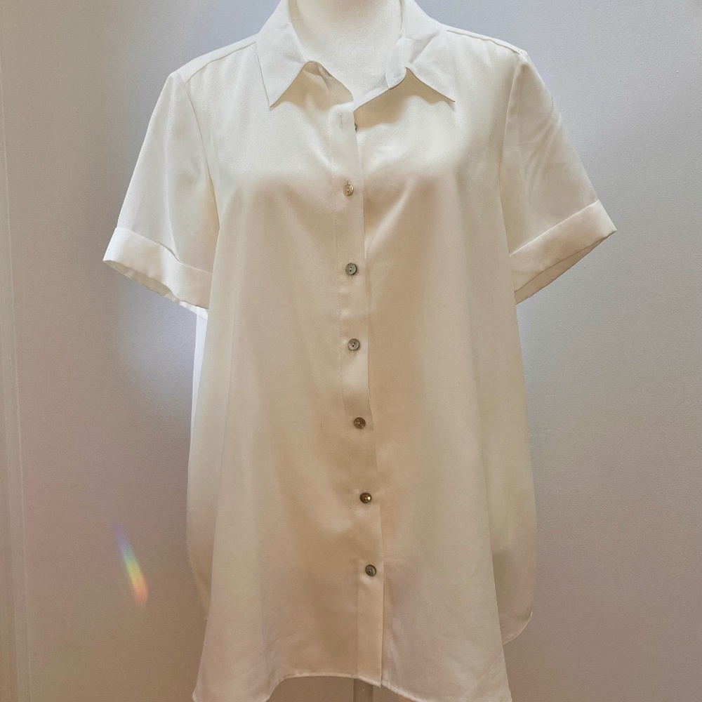 Hatch Savannah White Button Down Top Size 3 - image 1